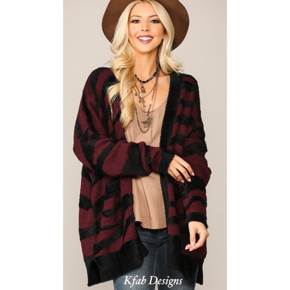 ❤️LAST 2! Super Soft Zebra Pattern Slouchy Cardigan w/Pockets! - Picture 5 of 8